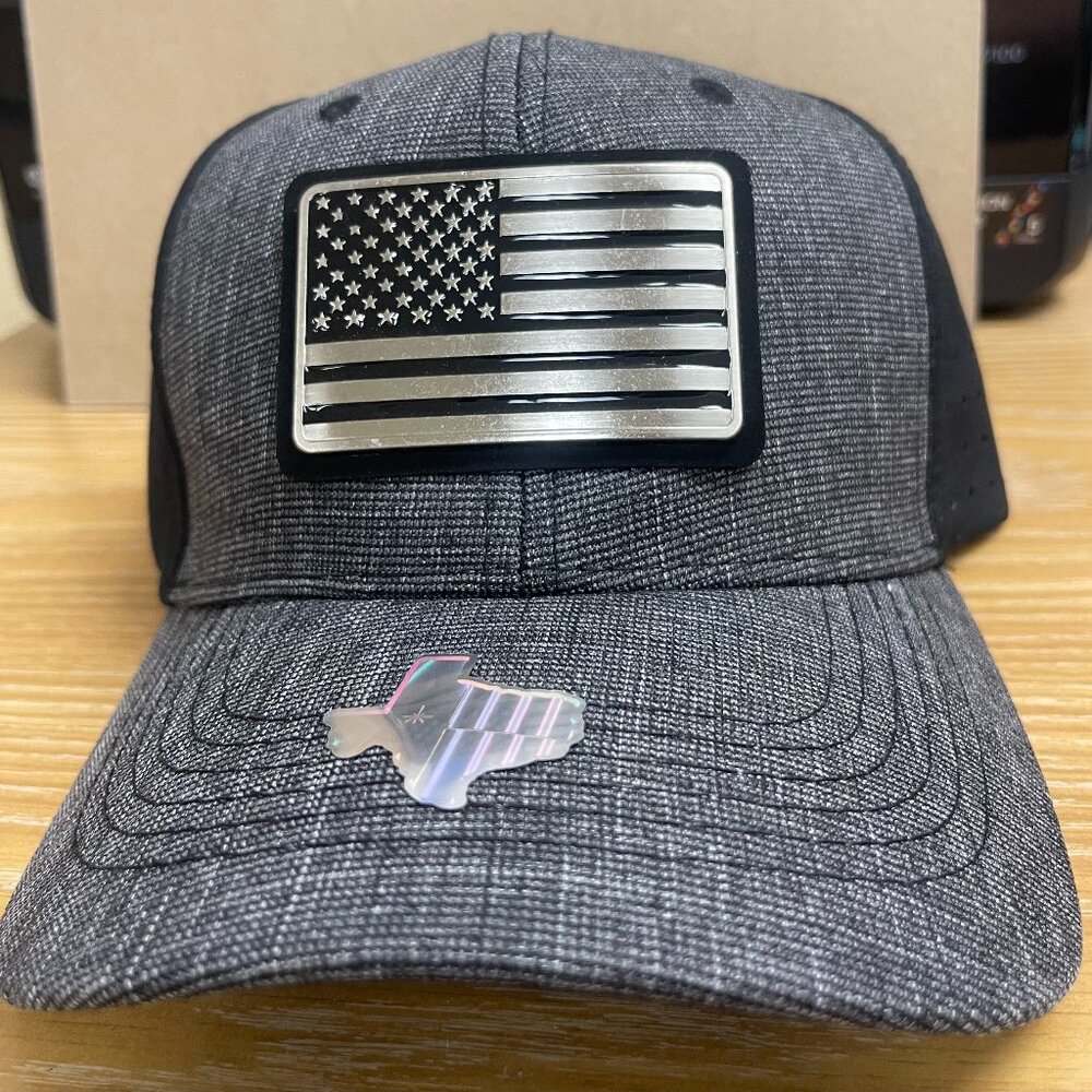 American Metal Flag Black & Silver w/ Black Back Cap
